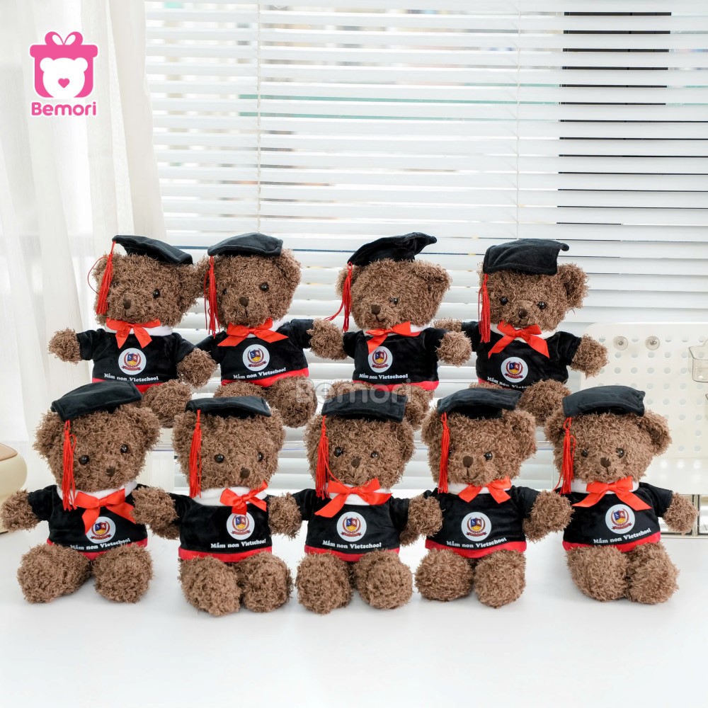 Gấu Bông Tốt Nghiệp Teddy Head Nâu in logo