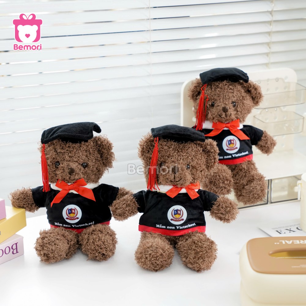 Gấu Bông Tốt Nghiệp Teddy Head Nâu in logo