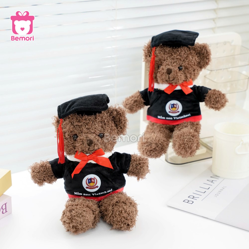Gấu Bông Tốt Nghiệp Teddy Head Nâu in logo