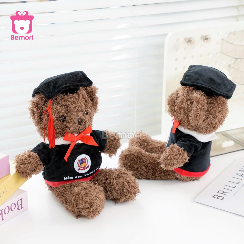 Gấu Bông Tốt Nghiệp Teddy Head Nâu in logo