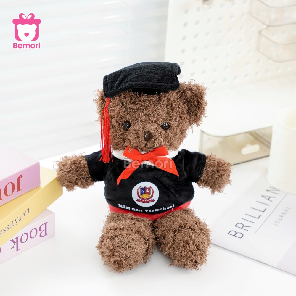 Gấu Bông Tốt Nghiệp Teddy Head Nâu in logo