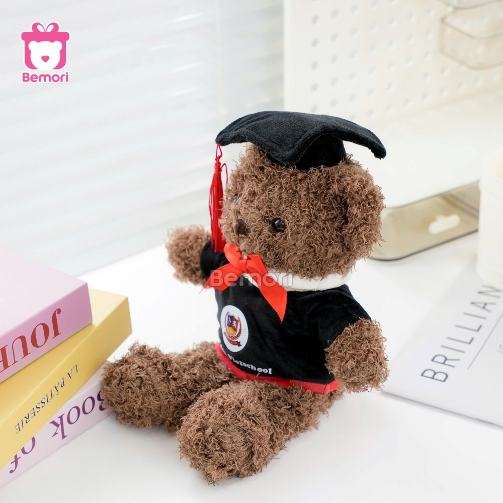 Gấu Bông Tốt Nghiệp Teddy Head Nâu in logo