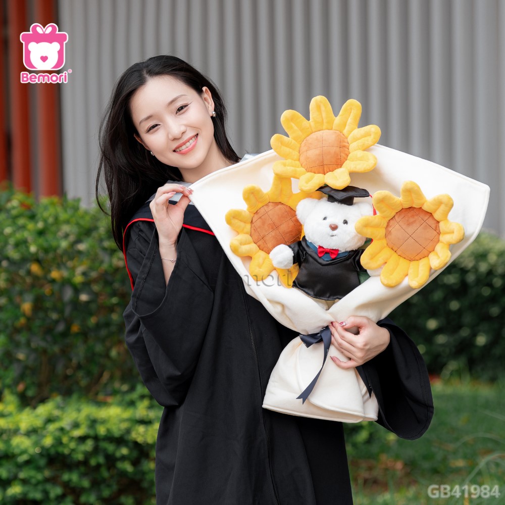 Bó Hoa Hướng Dương Gấu Tốt Nghiệp rực rỡ ngày ra trường
