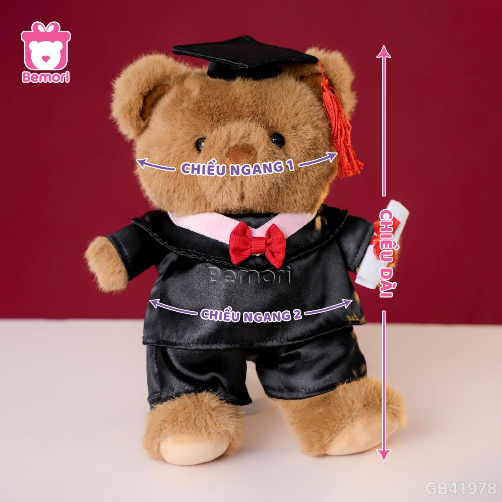 Cách đo kích thước của Gấu Bông Tốt Nghiệp Be Grad