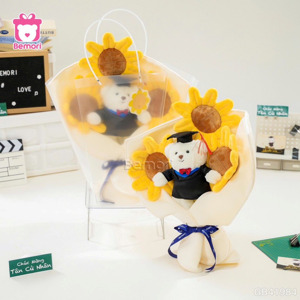 Bó Hoa Hướng Dương Gấu Tốt Nghiệp