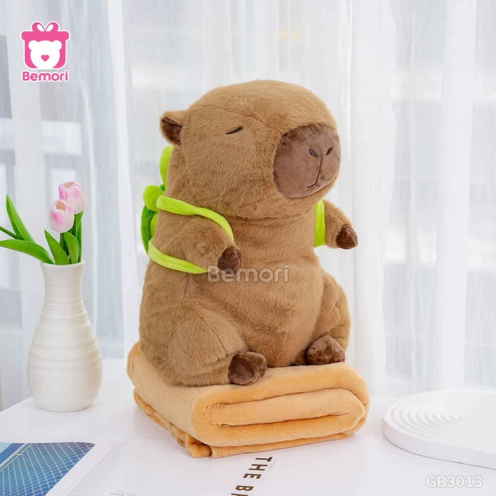 Gối Chăn Mền Capybara Đeo Túi Rùa tiện lợi cho dân văn phòng