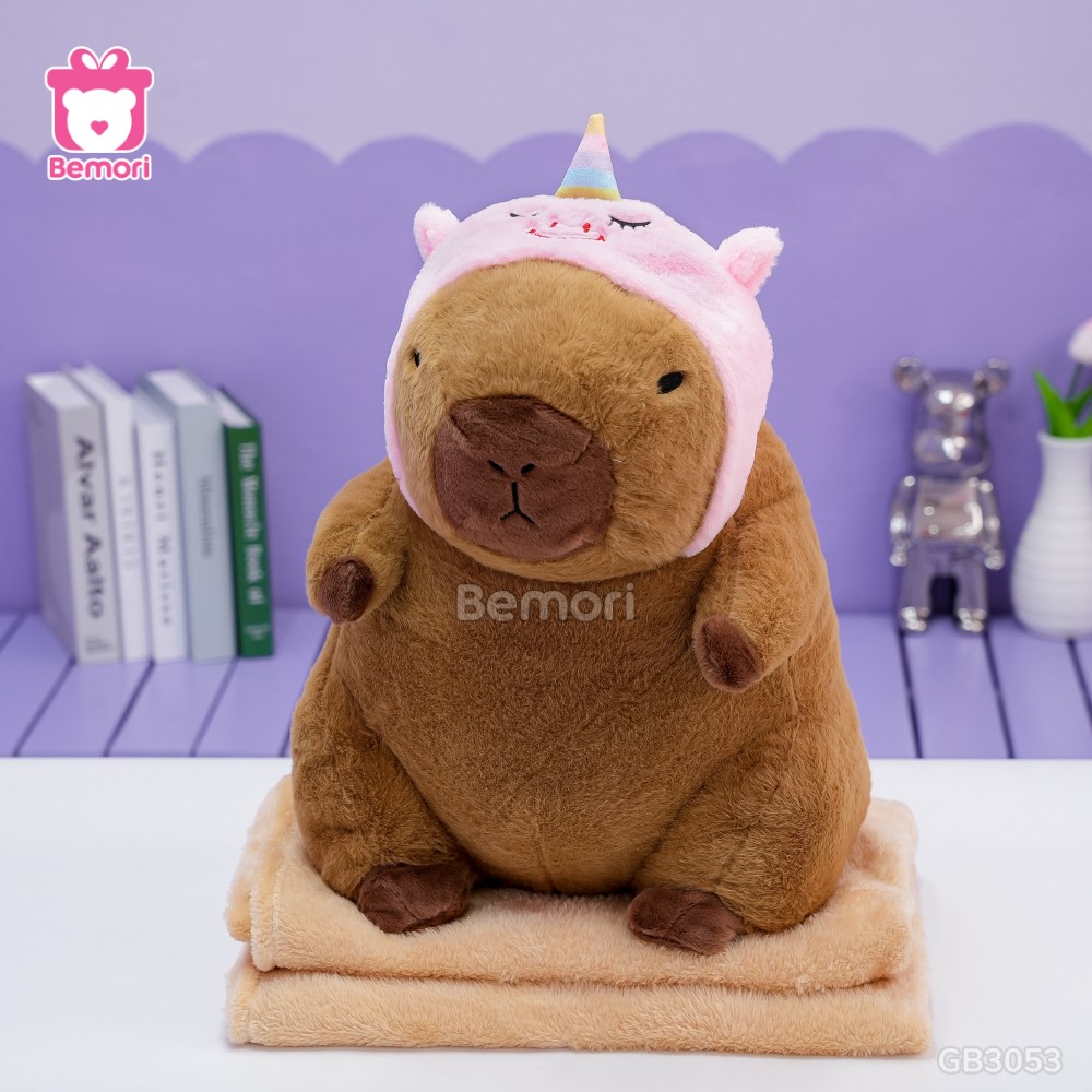 Gối Chăn Mền Chuột Capybara Cosplay Kì Lân