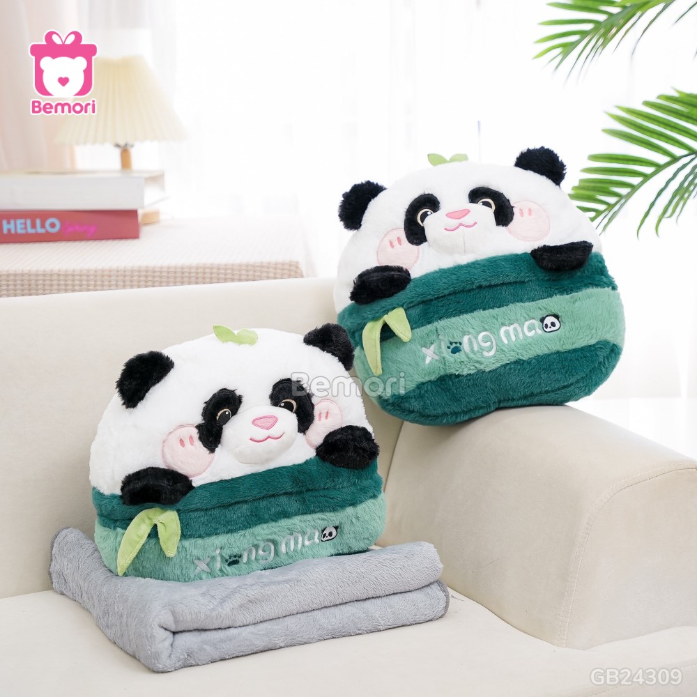 Gối Chăn Mền Gấu Trúc Má Hồng