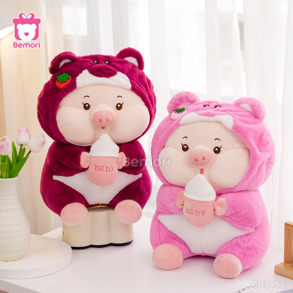 Gối Chăn Mền Heo Lotso Ôm Bình Sữa có hai màu dễ thương