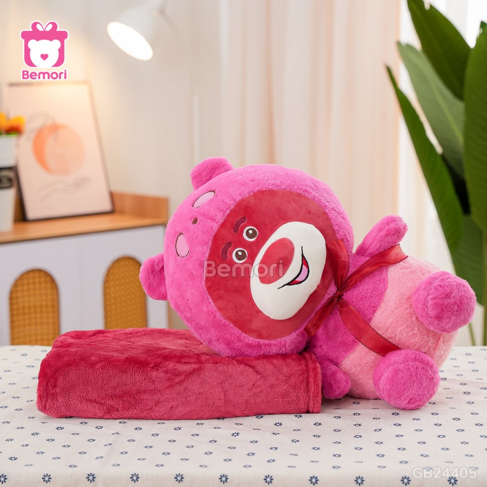 Gối Chăn Lotso Đỏ Mũ Nơ màu sắc nổi bật