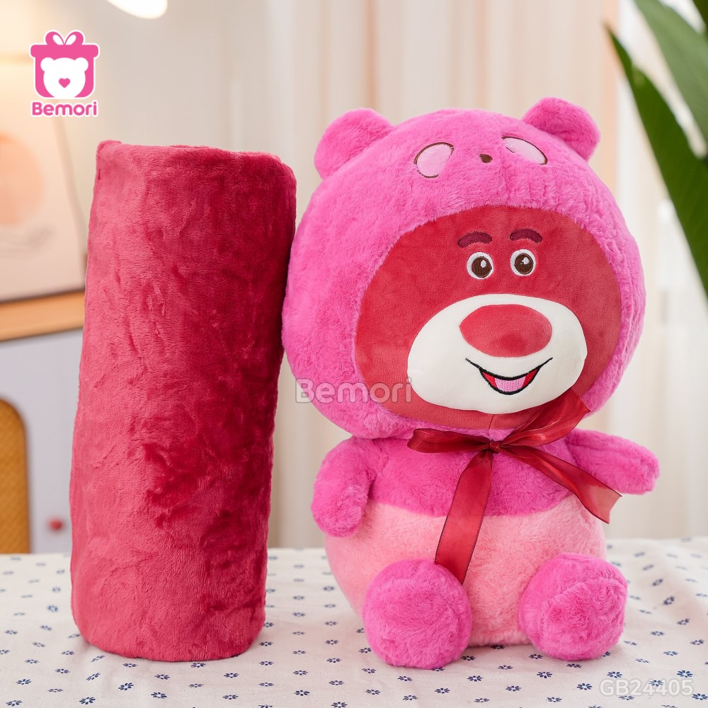 Gối Chăn Lotso Đỏ Mũ Nơ bao gồm gấu ôm và chăn