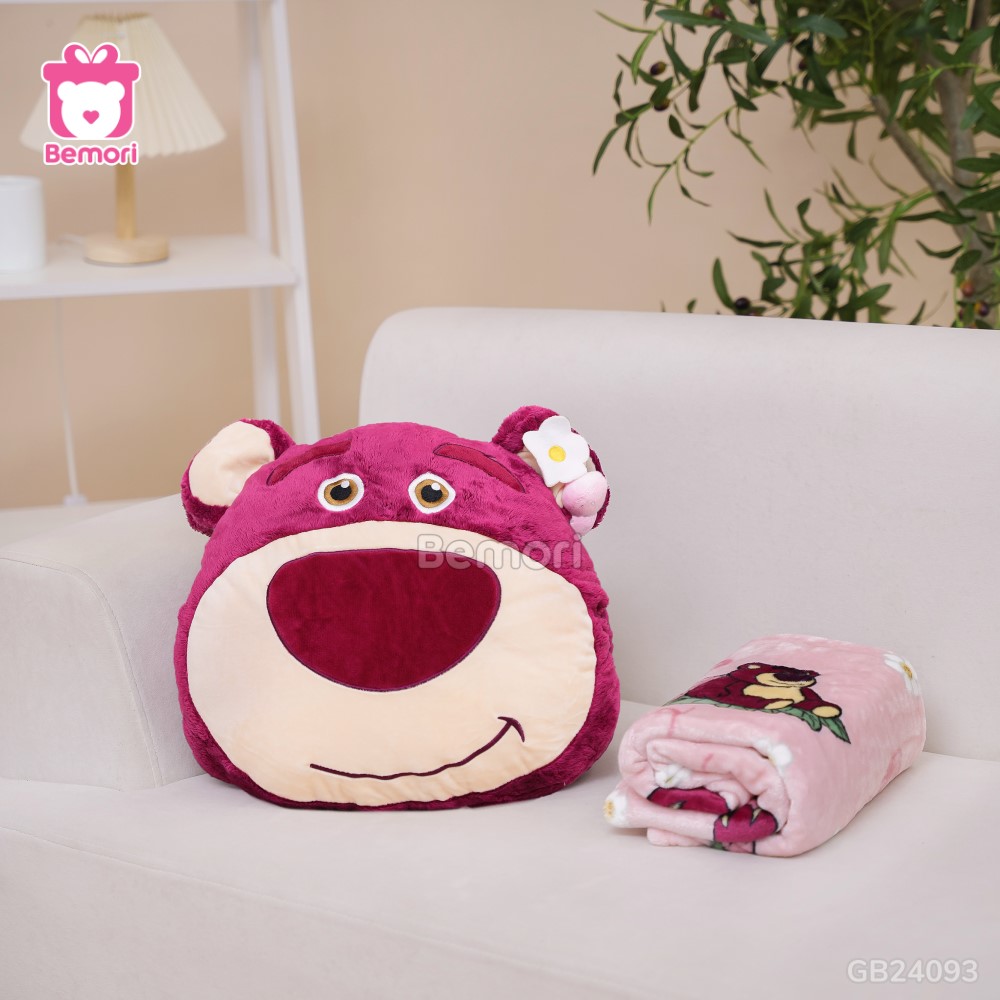 Gối Chăn Mền Mặt Gấu Lotso