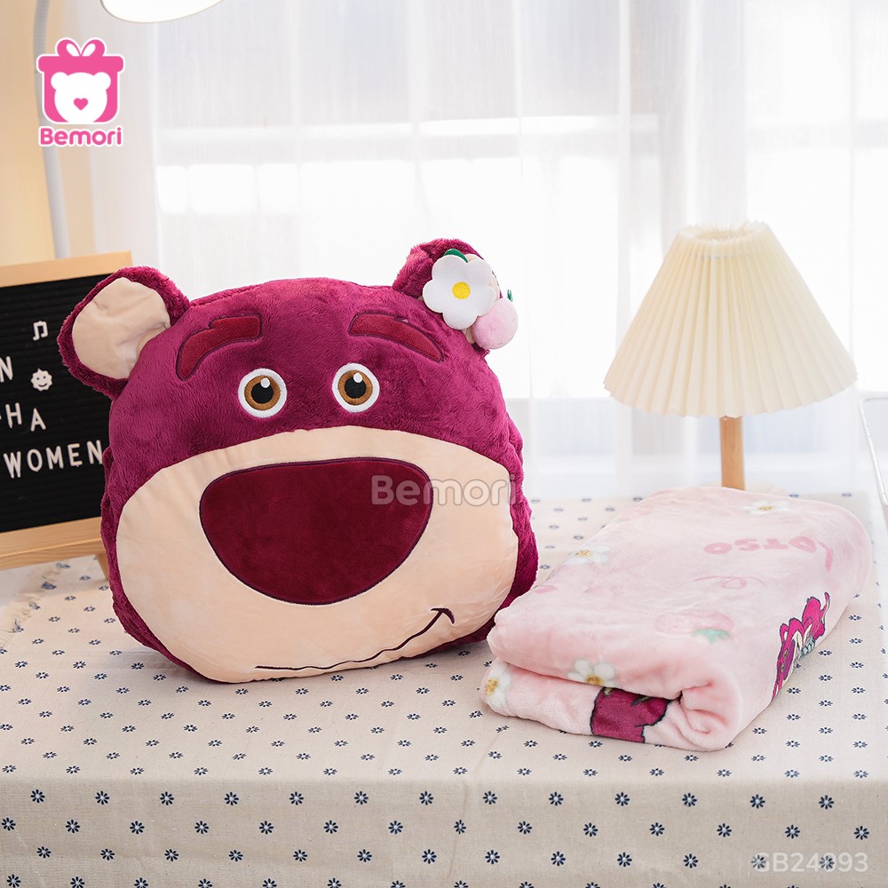 Gối Chăn Mền Mặt Gấu Lotso