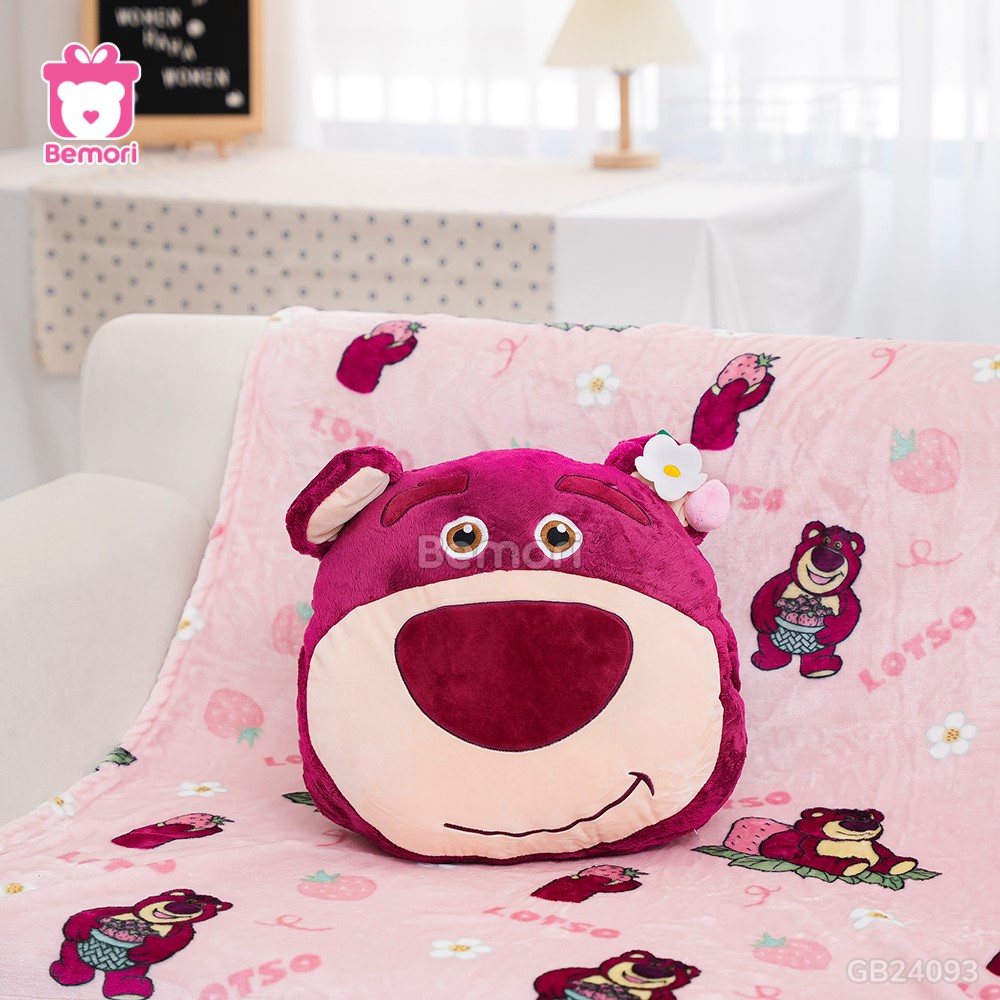 Gối Chăn Mền Mặt Gấu Lotso