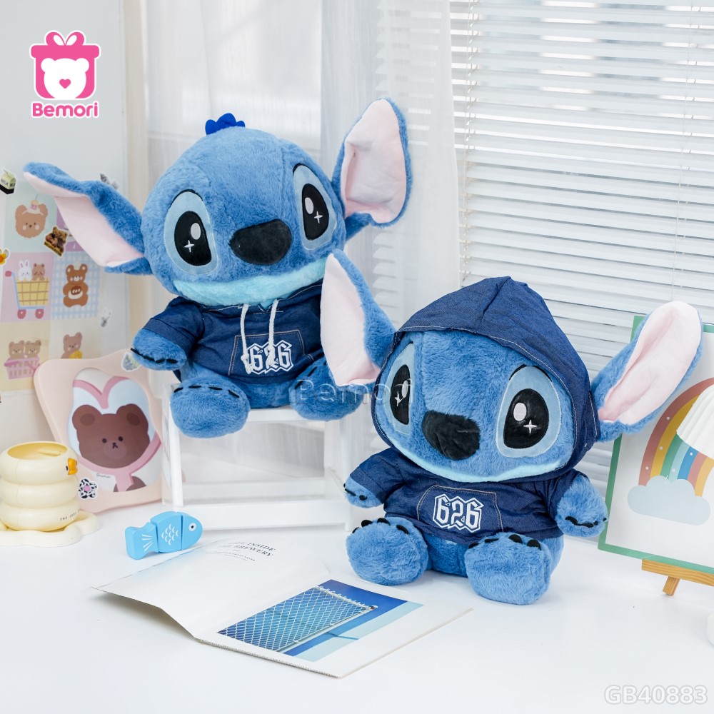 Gối Chăn Mền Stitch Xanh Đậm Áo Nỉ