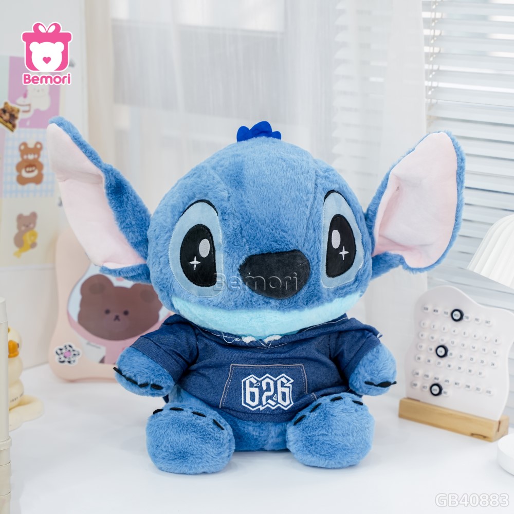 Gối Chăn Mền Stitch Xanh Đậm Áo Nỉ