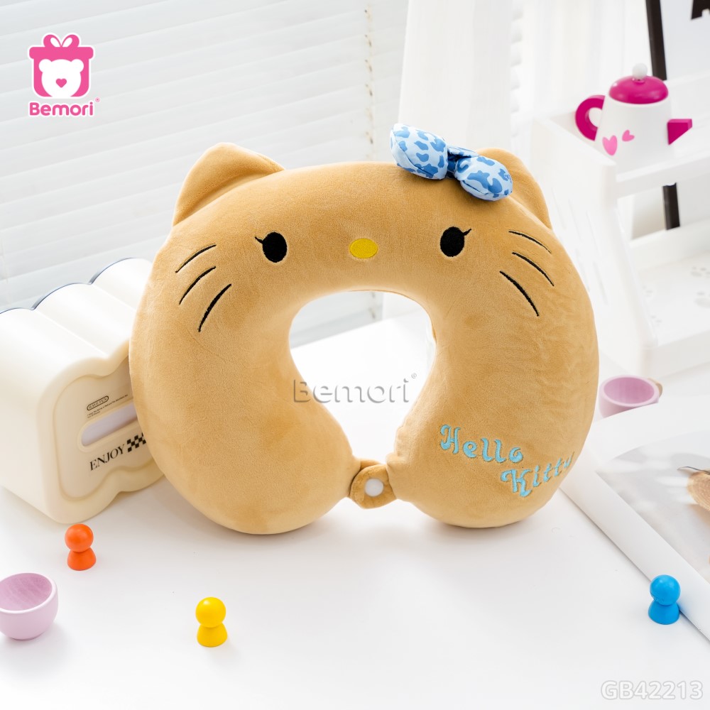 Gối Cổ Cao Su Kitty Nâu