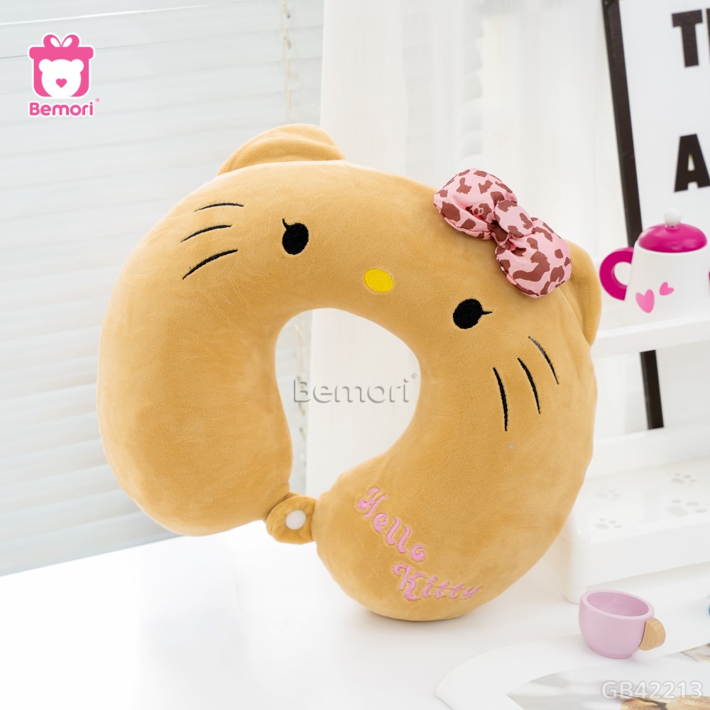 Gối Cổ Cao Su Kitty Nâu