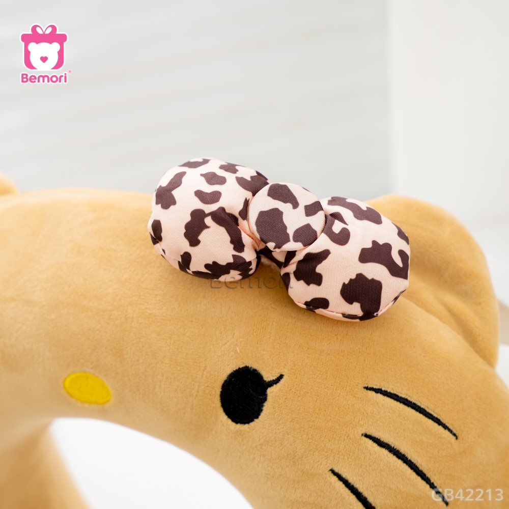Gối Cổ Cao Su Kitty Nâu