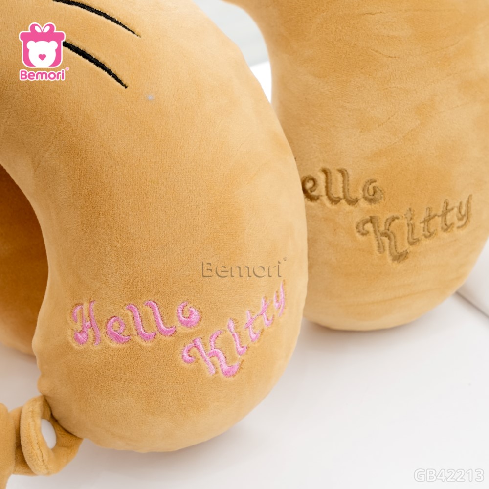 Gối Cổ Cao Su Kitty Nâu