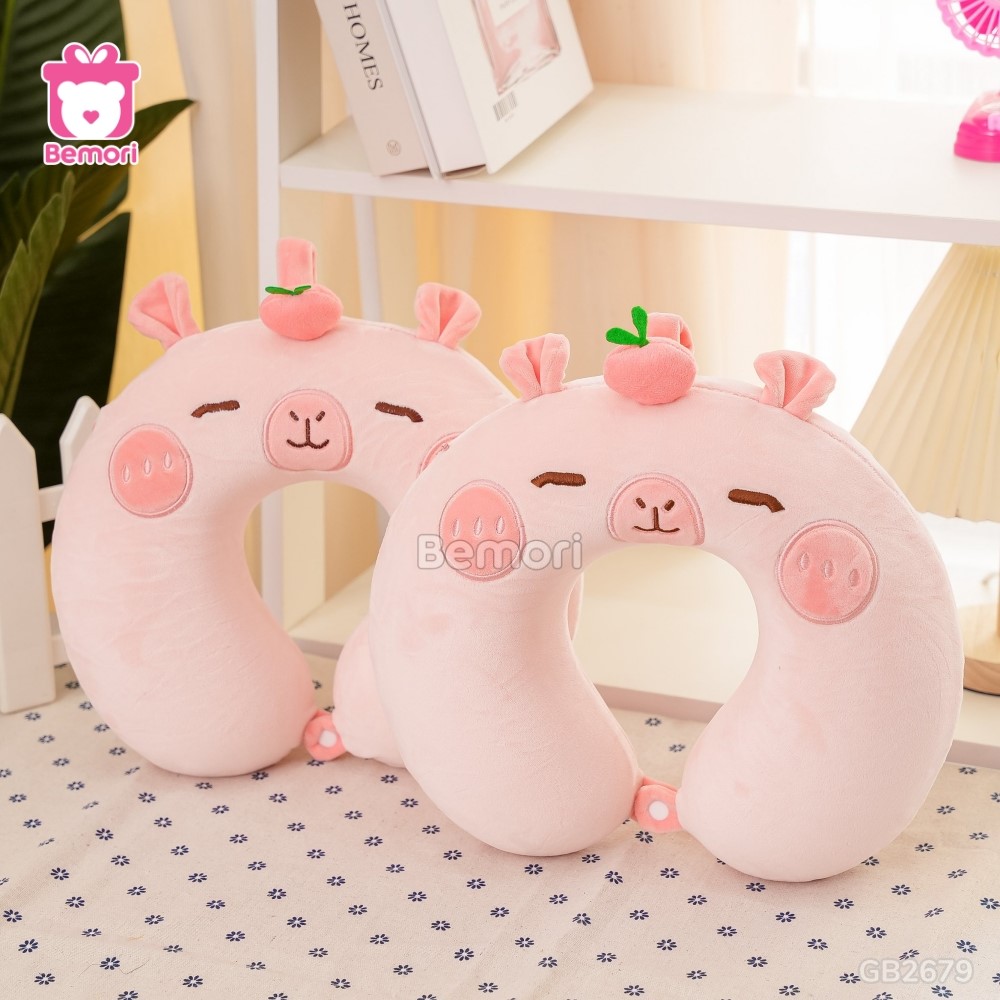 Gối Cổ Capybara Đội Quả – Hồng