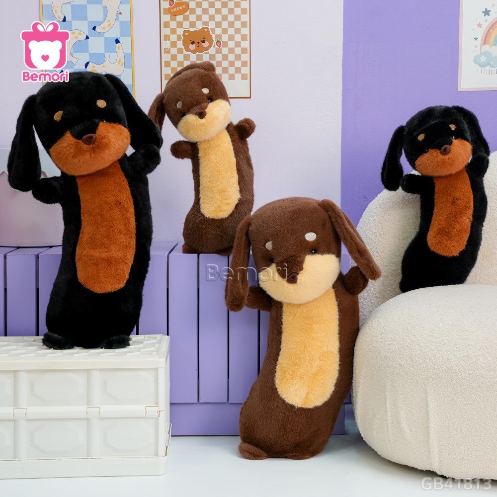 Gối Ôm Chó Xúc Xích Ngậm Hoa Hồng