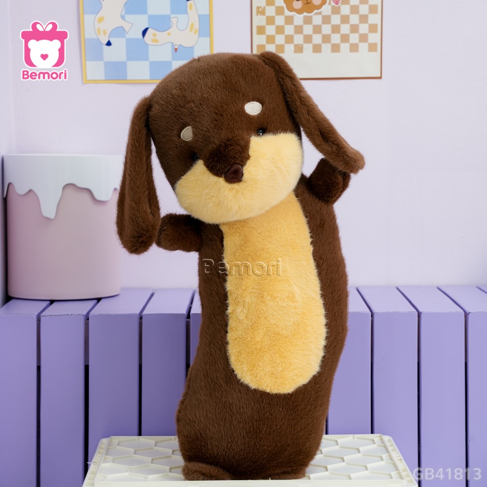 Gối Ôm Chó Xúc Xích Ngậm Hoa Hồng