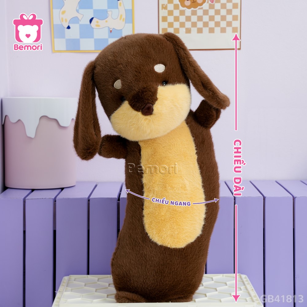 Gối Ôm Chó Xúc Xích Ngậm Hoa Hồng