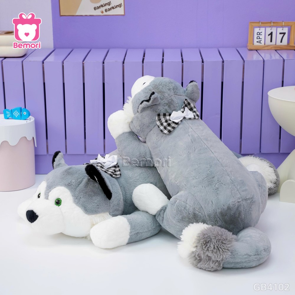Gối Ôm Husky Nơ Caro