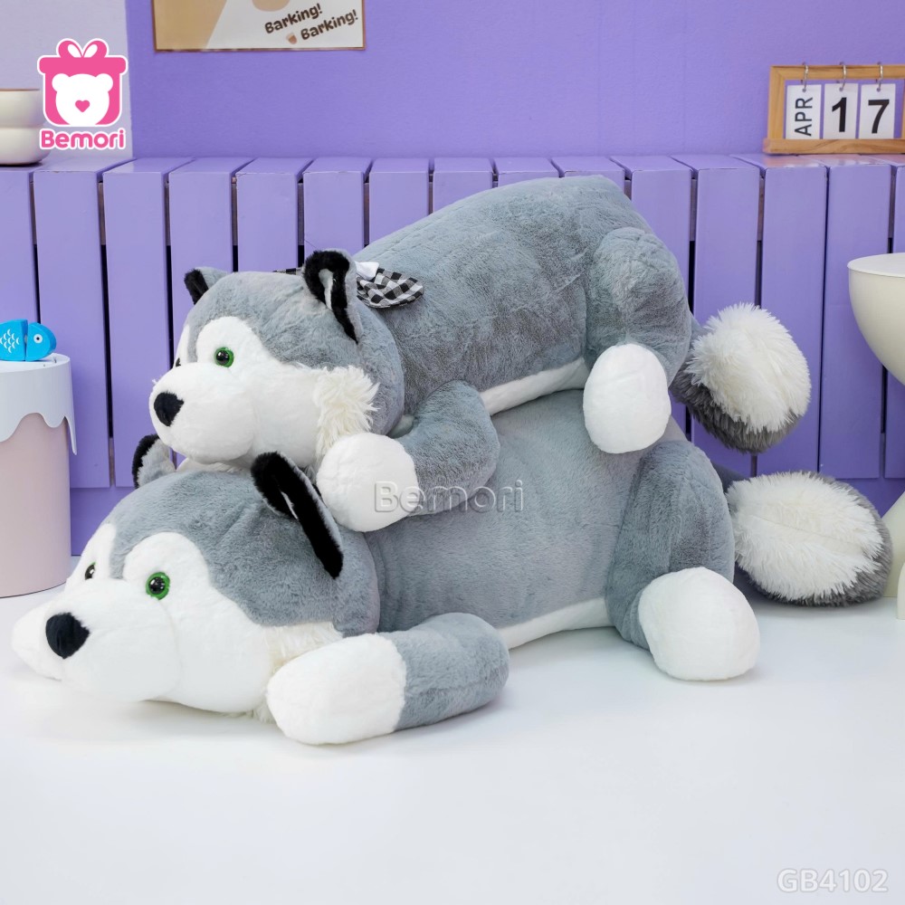 Gối Ôm Husky Nơ Caro
