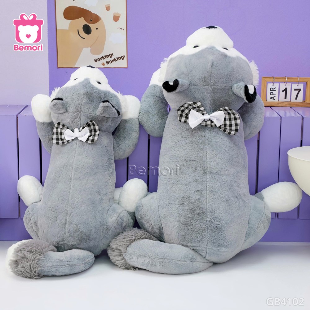 Gối Ôm Husky Nơ Caro