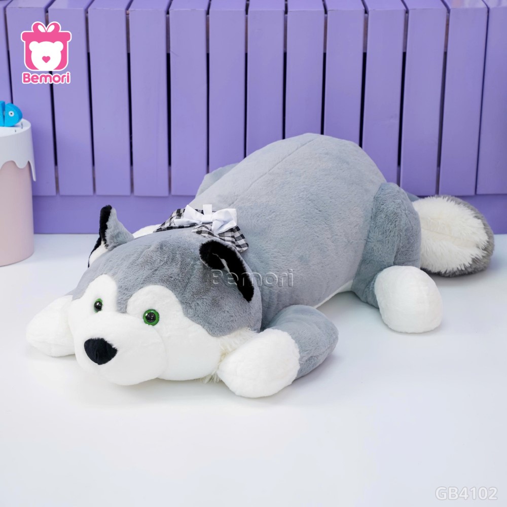 Gối Ôm Husky Nơ Caro