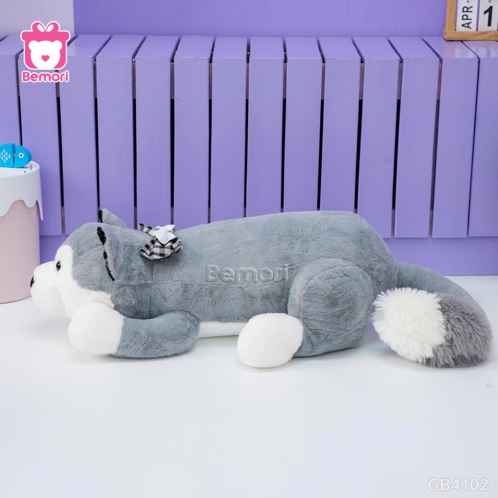 Gối Ôm Husky Nơ Caro