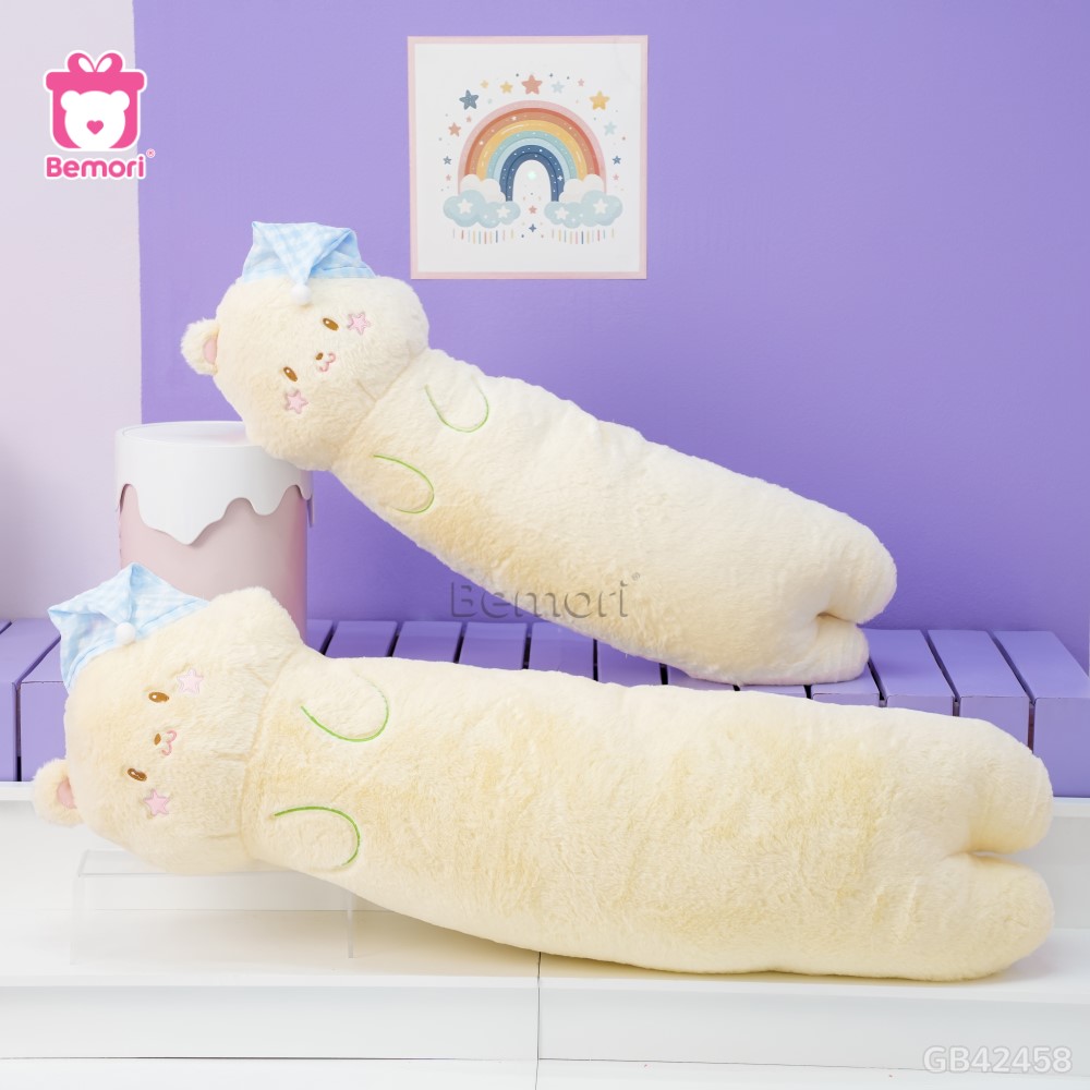 Gối Ôm Vải Lông Bộ Thú Đội Mũ ôm gối khi ngủ, tựa gối khi nghỉ
