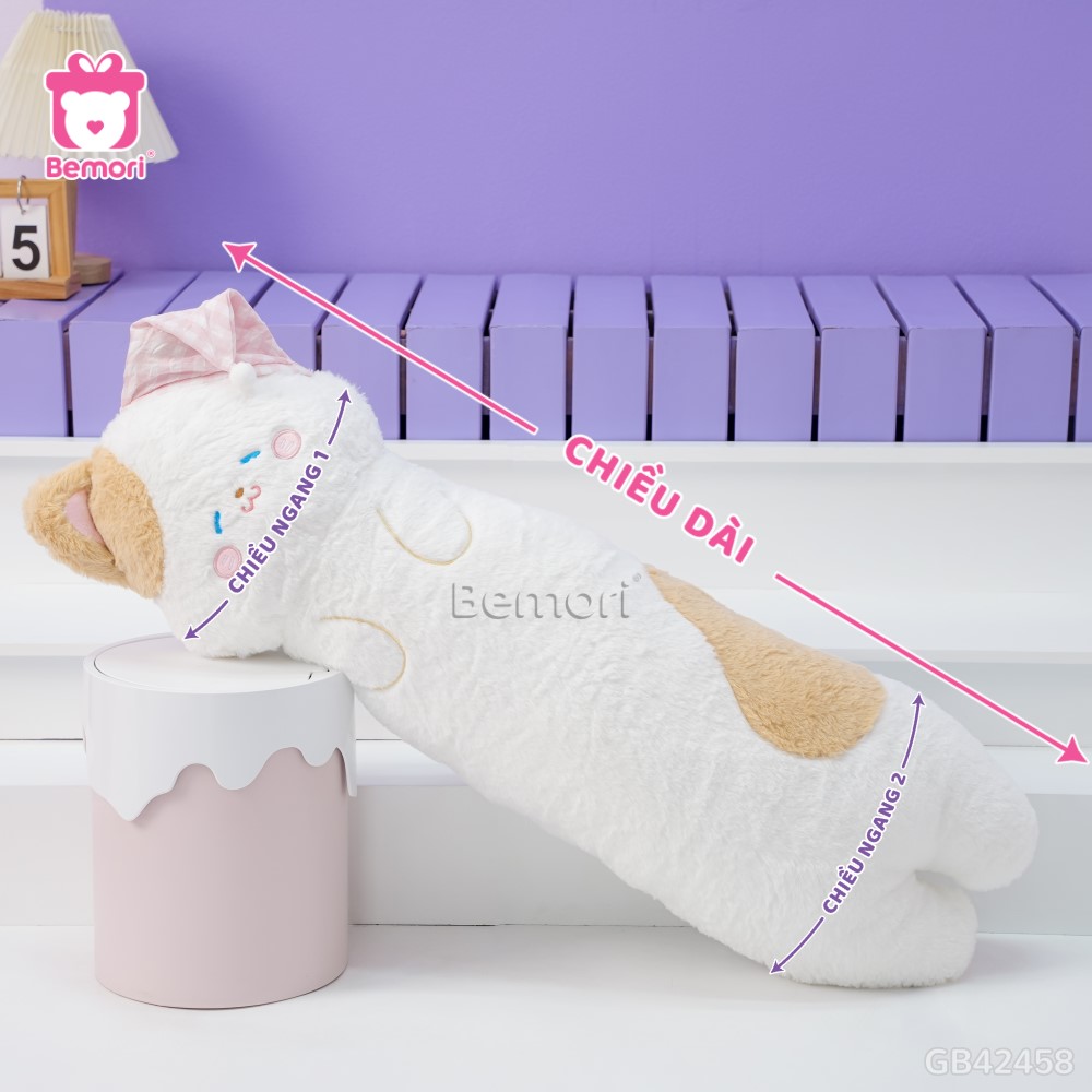 Cách đo kích thước của Gối Ôm Vải Lông Bộ Thú Đội Mũ