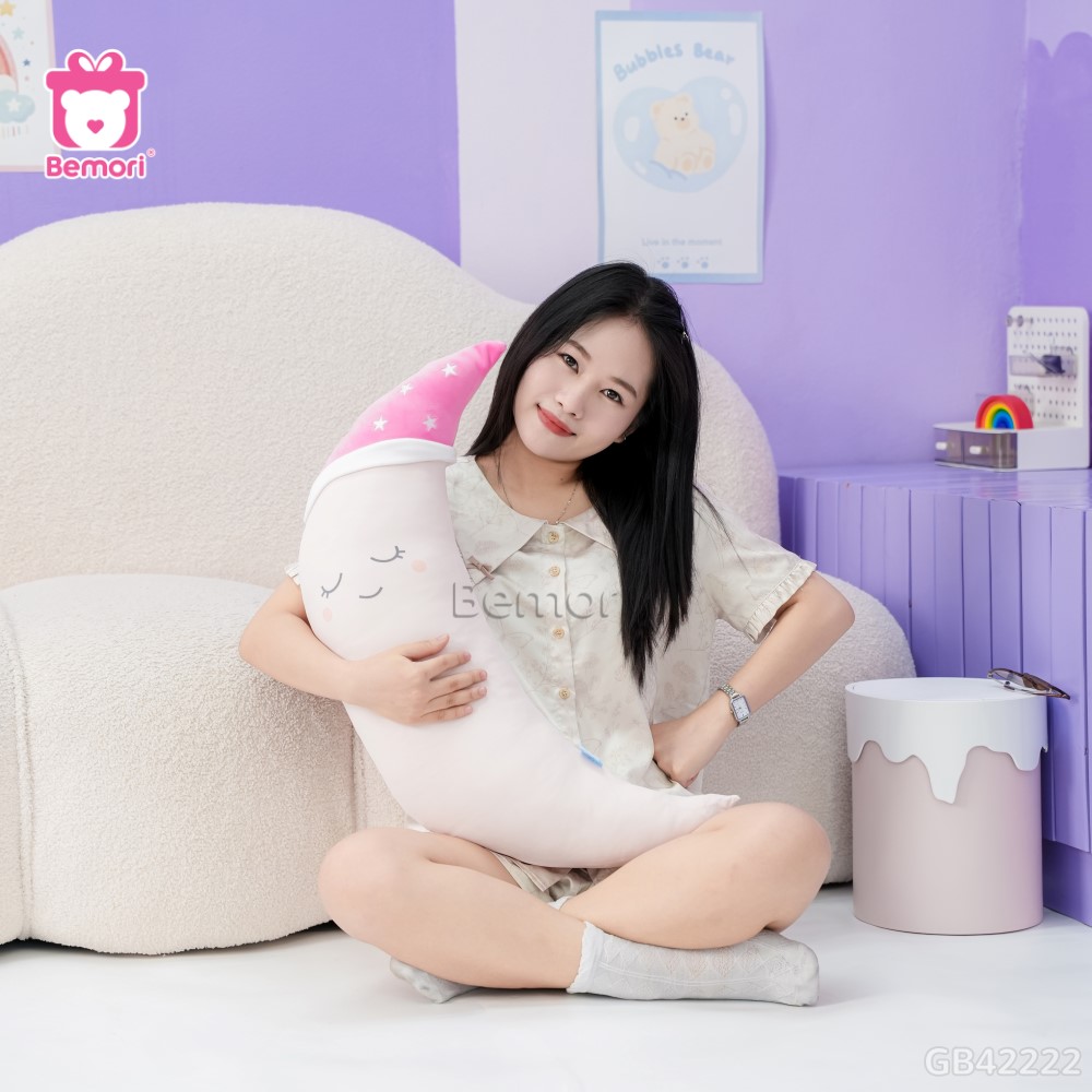 Gối Ôm Kem Lạnh Bé Trăng Đội Mũ