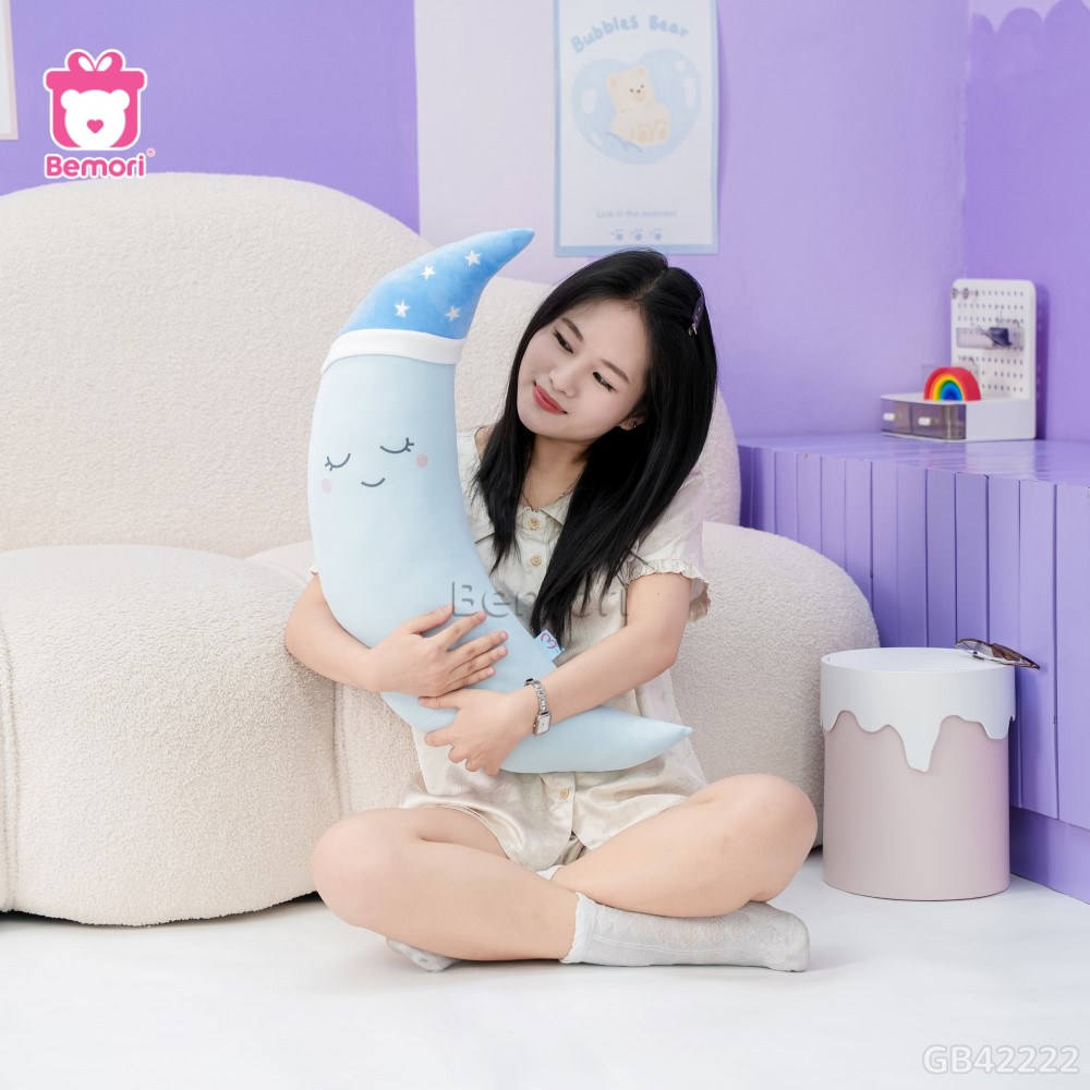 Gối Ôm Kem Lạnh Bé Trăng Đội Mũ
