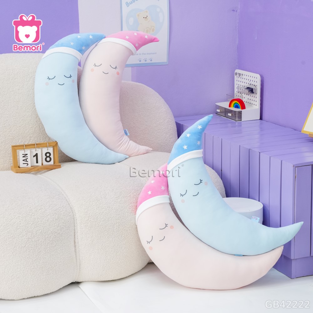 Gối Ôm Kem Lạnh Bé Trăng Đội Mũ