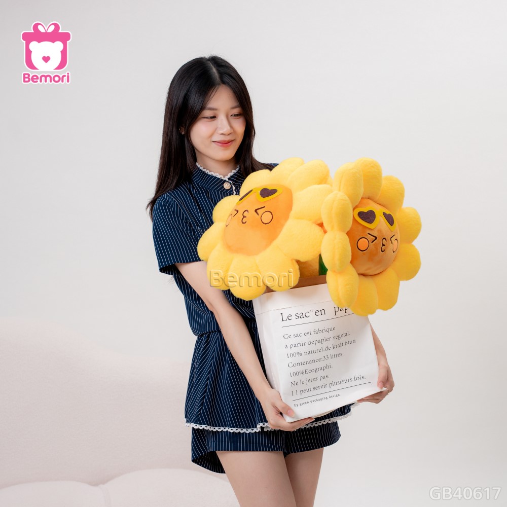 Bó Hoa Hướng Dương Bông Vải Lông