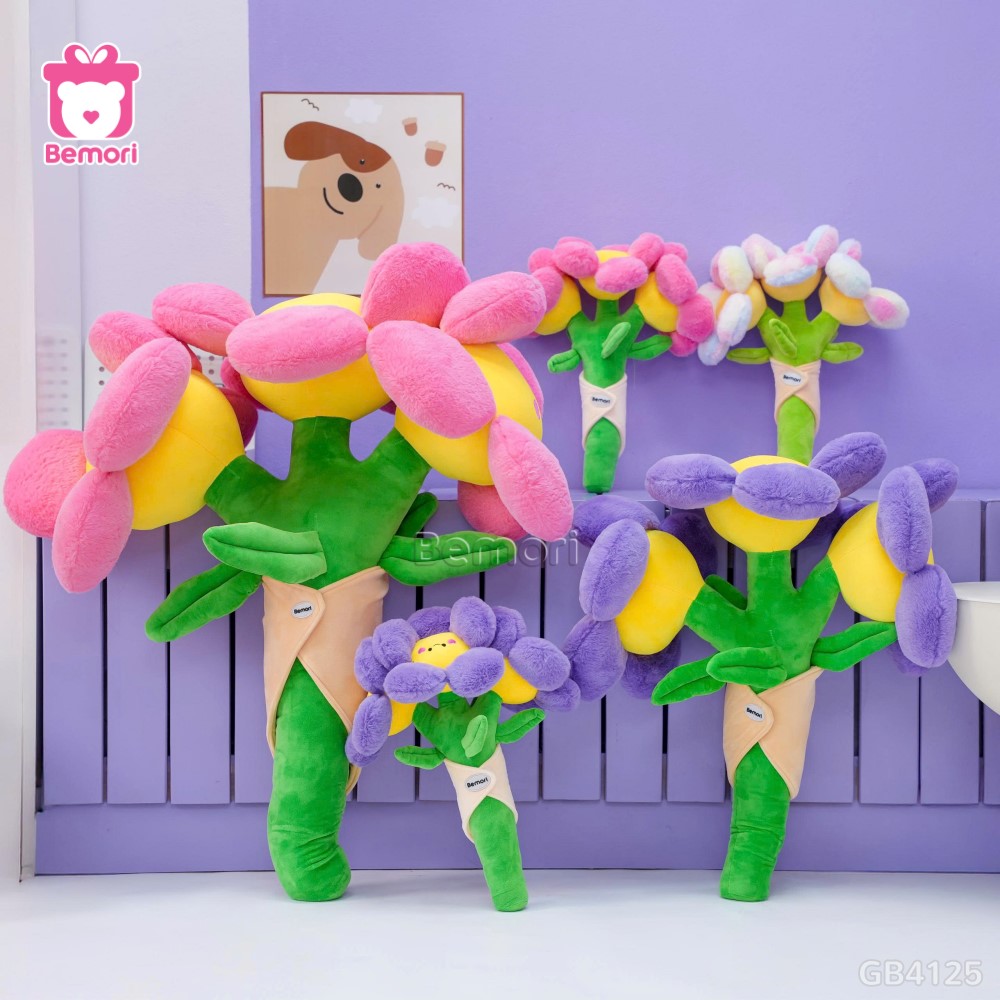 Bó Hoa Bông Mặt Cười Vải Lông