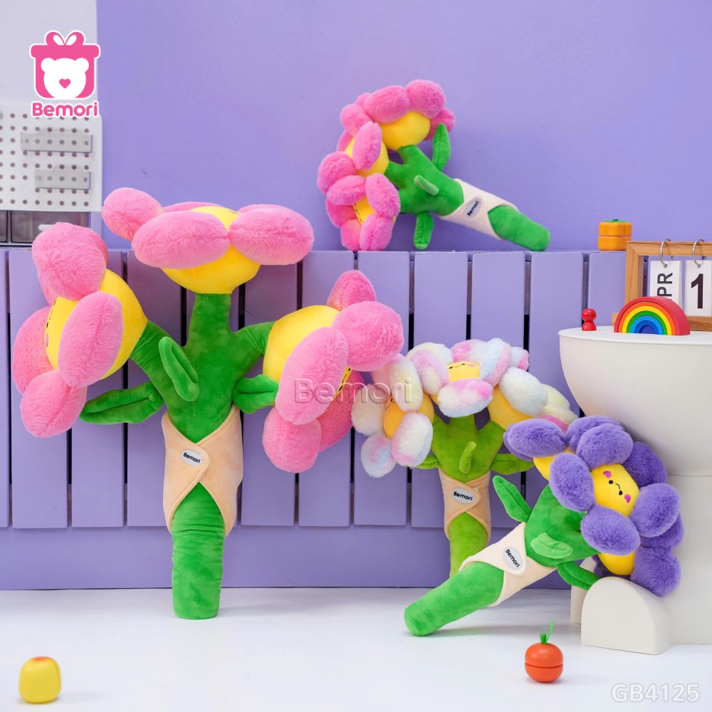 Bó Hoa Bông Mặt Cười Vải Lông