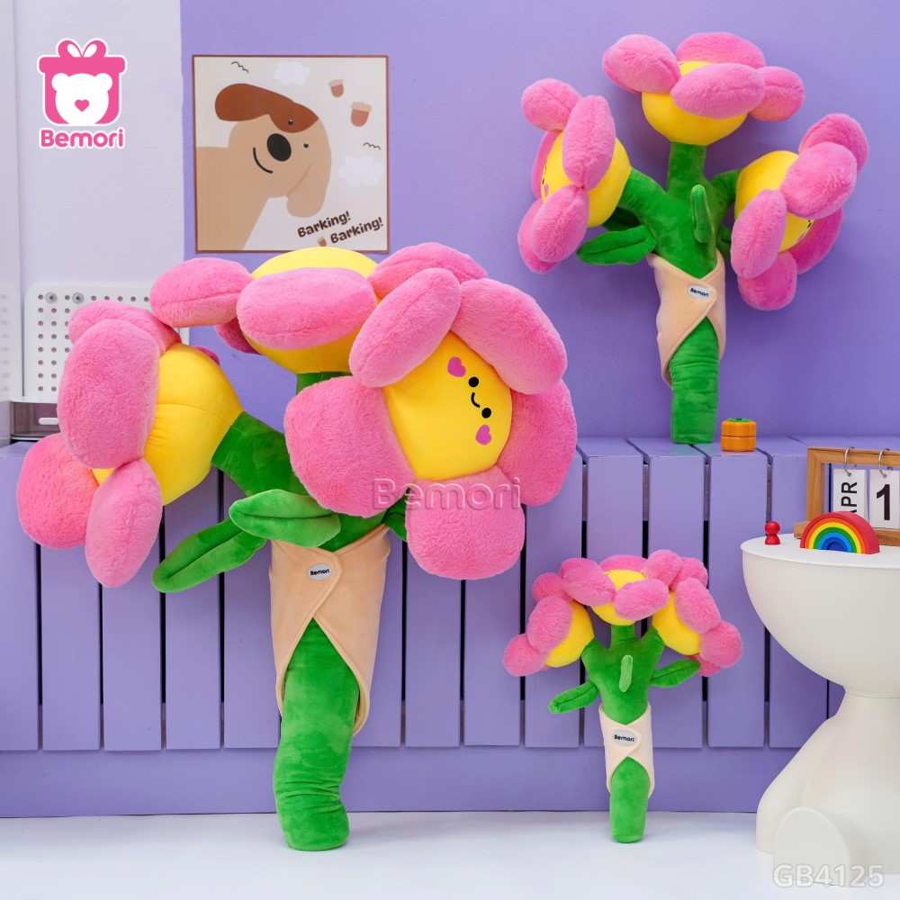 Bó Hoa Bông Mặt Cười Vải Lông