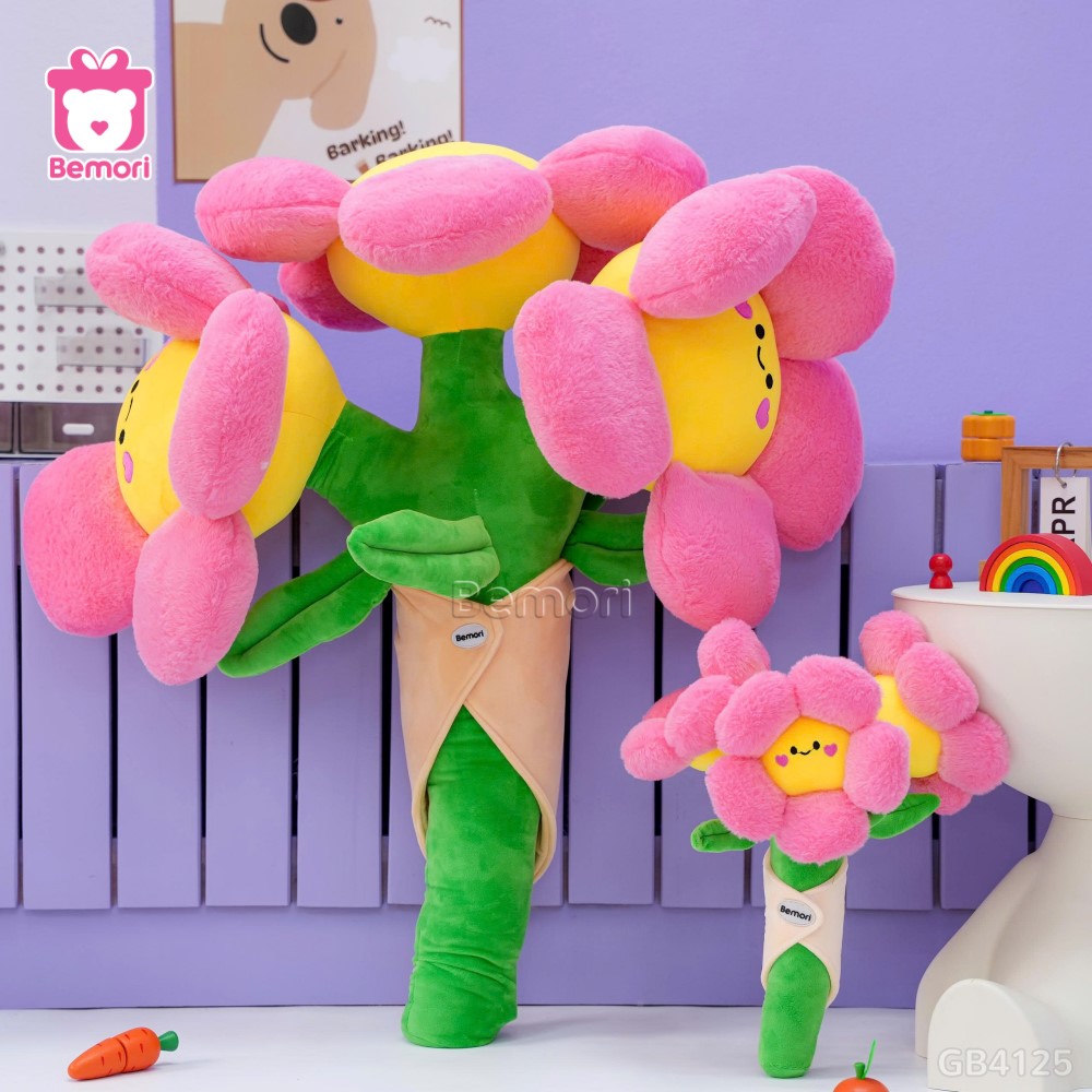 Bó Hoa Bông Mặt Cười Vải Lông