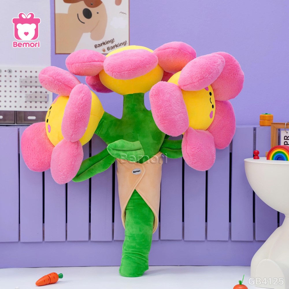 Bó Hoa Bông Mặt Cười Vải Lông