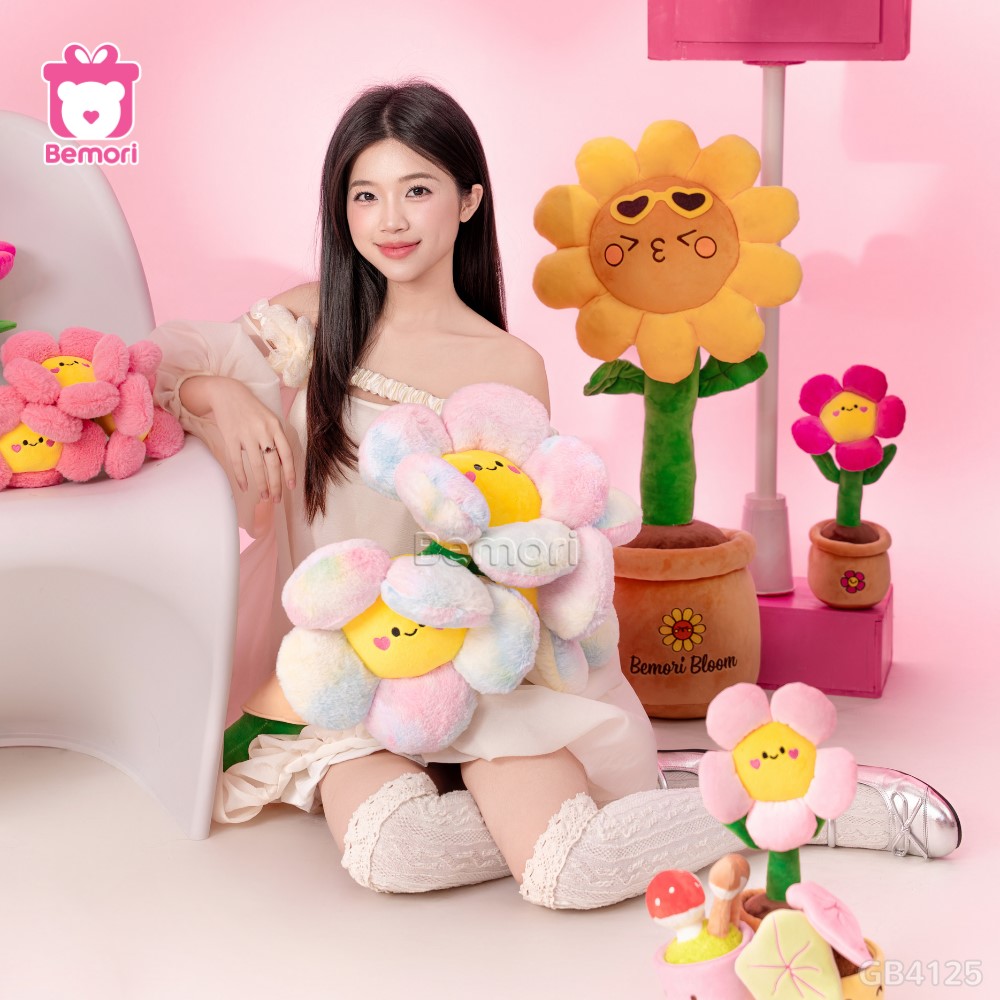 Bó Hoa Bông Mặt Cười Vải Lông