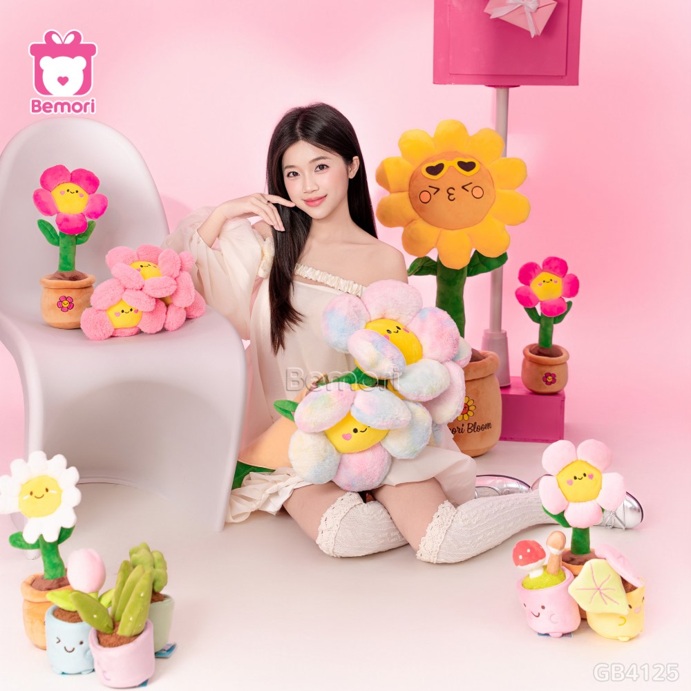 Bó Hoa Bông Mặt Cười Vải Lông