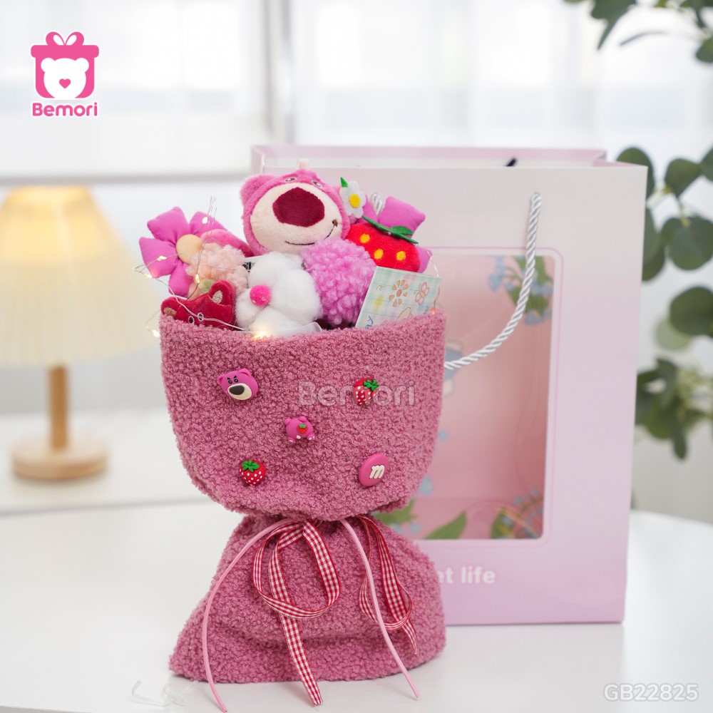 Set Bó Hoa Gấu Bông Lotso – Hồng