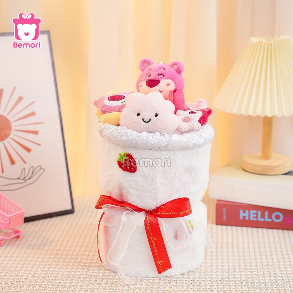 Set Bó Hoa Vải Lông Trắng – Lotso