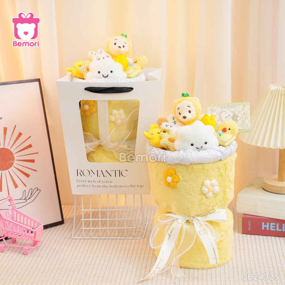 Set Bó Hoa Vải Lông Vàng – Pooh