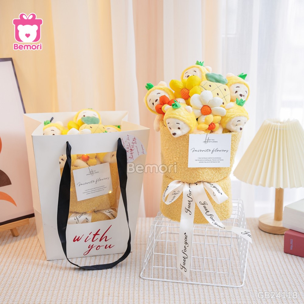 Set Bó Hoa Vải – Pooh Dứa Vàng đáng yêu